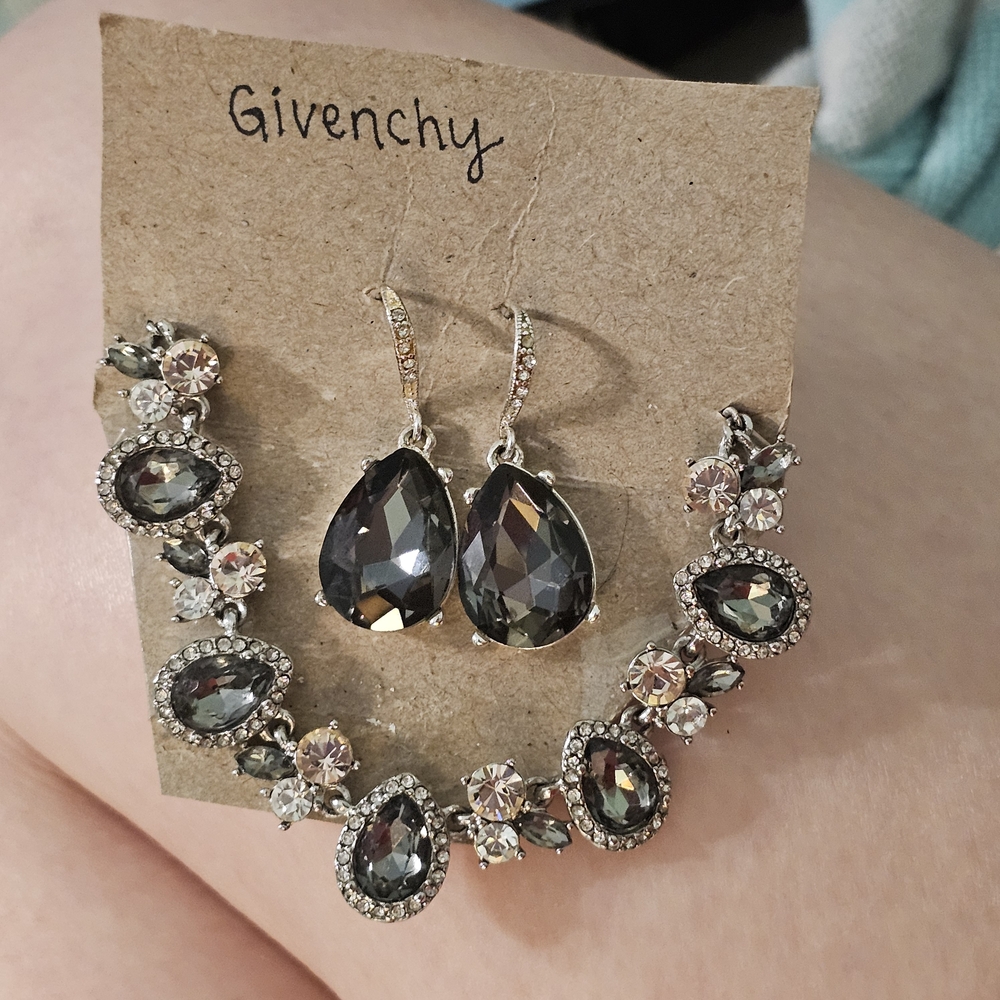 Givenchy Silver and Black Teardrop Earrings